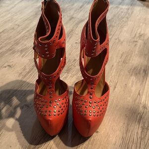 Peach Studded Heels
